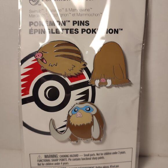 Pokemon TCG Swinub Piloswine Mammoswine Enamel Pins Set Official Nintendo Badges - Picture 1 of 6